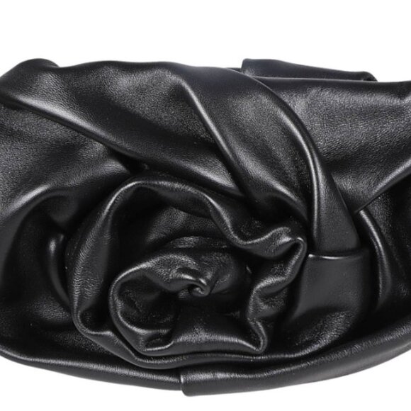 BURBERRY Black Rose Clutch w/Gold Chain & BURBERRY Dust Bag Soft Leather NWT - Picture 5 of 16